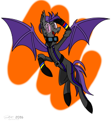 Size: 2100x2319 | Tagged: safe, artist:derpanater, imported from derpibooru, oc, oc only, oc:pyrite, bat pony, ghoul, pony, fallout equestria, canterlot ghoul, clothes, commission, flight suit, flying, glowing eyes, looking at you, simple background, smiling, solo, transparent background