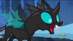 Size: 960x544 | Tagged: safe, imported from derpibooru, screencap, thorax, changeling, the times they are a changeling, discovery family, discovery family logo, faic, male, open mouth, solo