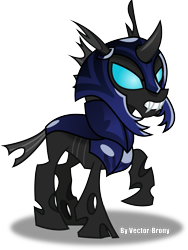 Size: 3159x4200 | Tagged: safe, artist:vector-brony, imported from derpibooru, changeling, to where and back again, absurd resolution, armor, changeling armor, changeling guard, guard, raised hoof, simple background, solo, transparent background, vector