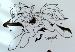 Size: 773x534 | Tagged: safe, artist:swaybat, imported from derpibooru, oc, oc only, oc:swaybat, bat pony, pony, female, mare, sketch, solo