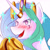 Size: 2652x2652 | Tagged: safe, artist:0ryomamikado0, imported from derpibooru, princess celestia, blushing, excited, female, heart eyes, horn ring, jewelry, regalia, solo, sparkles, wingding eyes