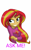 Size: 800x1280 | Tagged: safe, artist:theroyalprincesses, imported from derpibooru, sunset shimmer, ask me, equestria girls, bedroom eyes, clothes, exclamation point, female, grin, lidded eyes, looking at you, pajamas, simple background, smiling, solo, white background