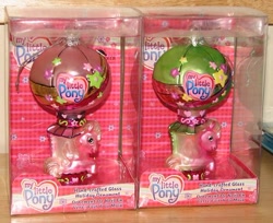 Size: 588x479 | Tagged: safe, imported from derpibooru, pinkie pie (g3), christmas, g3, hot air balloon, irl, merchandise, my little pony logo, ornament, ornaments, photo