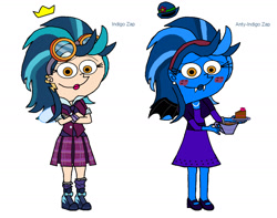 Size: 1548x1217 | Tagged: safe, artist:runepatriarch, imported from derpibooru, indigo zap, equestria girls, clothes, crossover, crystal prep academy uniform, dress, lipstick, nail polish, school uniform, smiling, the fairly oddparents