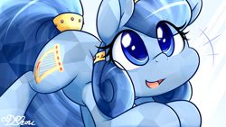 Size: 1600x900 | Tagged: safe, artist:dshou, imported from derpibooru, oc, oc only, oc:heart song, crystal pony, pony, commission, cute, open mouth, solo