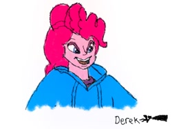 Size: 640x480 | Tagged: safe, artist:derek the metagamer, imported from derpibooru, pinkie pie, equestria girls, art academy, carlos, carlos ramón, clothes, female, jacket, magic school bus, open mouth, parody, smirk, solo