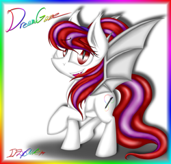 Size: 4500x4310 | Tagged: safe, artist:iflysna94, imported from derpibooru, oc, oc only, oc:dream gaze, bat pony, pony, absurd resolution, open mouth, raised hoof, solo