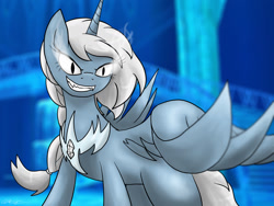Size: 1400x1050 | Tagged: safe, artist:wolftendragon, imported from derpibooru, alicorn, pony, elsa, fangs, frozen (movie), ponified, solo