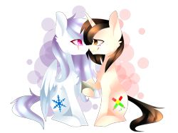 Size: 3200x2400 | Tagged: safe, artist:huirou, imported from derpibooru, oc, oc only, pegasus, pony, unicorn, bandage, holding hooves, simple background, transparent background