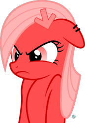 Size: 1474x2128 | Tagged: safe, artist:arifproject, imported from derpibooru, oc, oc only, oc:downvote, pony, derpibooru, angry, arif's angry pone, bust, derpibooru ponified, ear piercing, ears back, floppy ears, frown, meta, piercing, ponified, simple background, solo, transparent background, vector