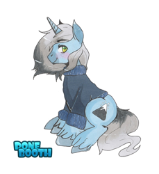 Size: 1024x1119 | Tagged: safe, artist:ponebooth, deleted from derpibooru, imported from derpibooru, oc, oc only, pony, unicorn, clothes, male, solo, stallion, sweater