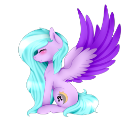 Size: 2647x2472 | Tagged: safe, artist:itsizzybel, imported from derpibooru, oc, oc only, oc:moonflare, pegasus, pony, blushing, simple background, sitting, solo, spread wings, transparent background