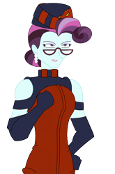 Size: 562x850 | Tagged: safe, artist:combatkaiser, imported from derpibooru, principal abacus cinch, equestria girls, friendship games, clothes, clothes swap, cosplay, costume, crossover, female, glasses, miss x, simple background, solo, tiger mask w, transparent background