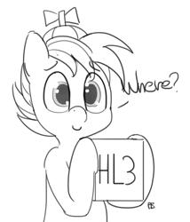 Size: 1280x1496 | Tagged: safe, artist:pabbley, imported from derpibooru, button mash, pony, bipedal, half life 3, male, monochrome, solo