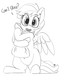 Size: 1280x1628 | Tagged: safe, artist:pabbley, imported from derpibooru, rainbow dash, cute, dashabetes, female, monochrome, pillow, solo