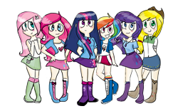 Size: 1440x900 | Tagged: safe, artist:gabialicornprincess, imported from derpibooru, applejack, fluttershy, pinkie pie, rainbow dash, rarity, twilight sparkle, equestria girls, mane six, simple background, transparent background