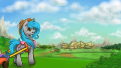 Size: 1920x1080 | Tagged: safe, artist:elisdoominika, imported from derpibooru, oc, oc only, oc:sweet elis, earth pony, pony, cute, digital art, female, journey, looking at you, smiling, solo