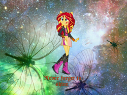 Size: 1600x1199 | Tagged: safe, artist:riofluttershy, artist:theshadowstone, imported from derpibooru, sunset shimmer, equestria girls, boots, clothes, female, high heel boots, high heels, jacket, leather jacket, motivational, positive ponies, shiny, skirt, solo