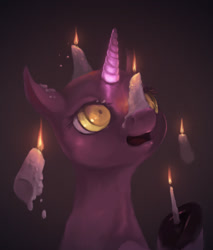 Size: 999x1173 | Tagged: safe, artist:fruitbloodmilkshake, imported from derpibooru, oc, oc only, oc:candlelight gleam, pony, unicorn, candle, solo, wax play