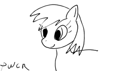 Size: 1366x768 | Tagged: dead source, safe, artist:ponieswithcarsrule, imported from derpibooru, derpy hooves, pegasus, pony, female, mare, monochrome, signature, sketch, solo