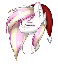 Size: 1312x1440 | Tagged: safe, artist:despotshy, imported from derpibooru, oc, oc only, oc:rainy skies, original species, shark pony, bust, female, hat, mare, portrait, santa hat, simple background, solo, transparent background