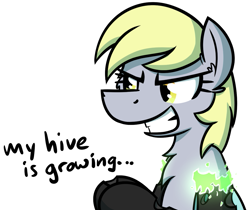 Size: 1189x998 | Tagged: safe, artist:moemneop, imported from derpibooru, derpy hooves, changeling, pegasus, pony, female, green fire, mare, simple background, solo, transparent background
