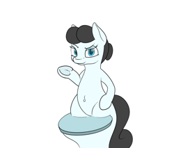 Size: 2000x1700 | Tagged: safe, artist:chamberofsnejwitz, imported from derpibooru, oc, oc only, oc:kohlette, object pony, original species, toilet pony, belly button, but why, female, hips, i can't believe it's not badumsquish, mare, ponified, simple background, solo, toilet, underhoof, wat, white background