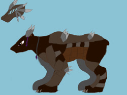 Size: 1600x1200 | Tagged: safe, artist:z-010, imported from derpibooru, bear, buffalo, armor, helmet, solo, species swap