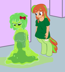 Size: 4146x4543 | Tagged: safe, artist:oneovertwo, imported from derpibooru, oc, oc only, oc:green peace, oc:soozen, satyr, slime girl, absurd resolution, offspring, parent:smooze, parent:tree hugger