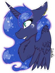 Size: 768x1024 | Tagged: safe, artist:liddieneko, imported from derpibooru, princess luna, pony, female, horn ring, piercing, simple background, solo, transparent background