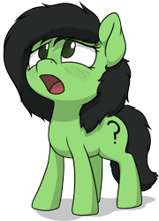 Size: 826x1150 | Tagged: safe, artist:smoldix, imported from derpibooru, oc, oc only, oc:anon, oc:filly anon, earth pony, pony, blushing, female, filly, looking up, open mouth, simple background, solo, transparent background