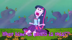 Size: 1920x1080 | Tagged: safe, imported from derpibooru, twilight sparkle, equestria girls, exploitable meme, female, meme, solo, spongebob squarepants, tea at the treedome, twiscream