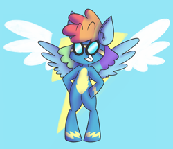 Size: 1964x1691 | Tagged: safe, artist:typhwosion, imported from derpibooru, rainbow dash, pony, semi-anthro, bipedal, clothes, female, solo, wonderbolts uniform