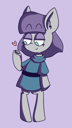 Size: 901x1612 | Tagged: safe, artist:typhwosion, imported from derpibooru, boulder (pet), maud pie, pony, semi-anthro, bipedal, boulder (g4), cute, female, heart, maudabetes, no pupils, smiling, solo, when she smiles