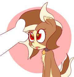 Size: 926x964 | Tagged: safe, anonymous artist, imported from derpibooru, oc, oc only, dog pony, pony, bone, collar, simple background, solo, starry eyes, tongue out, wingding eyes