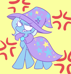 Size: 1220x1281 | Tagged: safe, artist:typhwosion, imported from derpibooru, trixie, pony, unicorn, angry, cross-popping veins, female, mare, solo, trixie's cape, trixie's hat