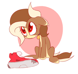 Size: 1500x1419 | Tagged: safe, anonymous artist, imported from derpibooru, oc, oc only, dog pony, pony, guilty, shoes, simple background, solo