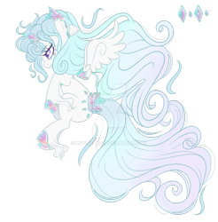 Size: 1024x1040 | Tagged: safe, artist:peachesandcreamated, imported from derpibooru, oc, oc only, original species, crystalline, female, floating wings, mare, simple background, solo, transparent background, watermark