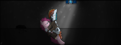 Size: 1940x724 | Tagged: safe, artist:stuflox, imported from derpibooru, pinkie pie, rainbow dash, the count of monte rainbow, abbé faria, crossover, pinkie faria, prison, rainbow dantes, the count of monte cristo