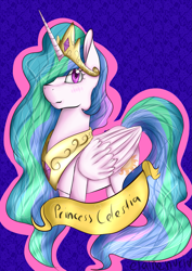 Size: 1507x2131 | Tagged: safe, artist:elainenuri, imported from derpibooru, princess celestia, pony, blushing, female, solo