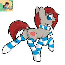 Size: 2000x2000 | Tagged: safe, artist:billysan727, imported from derpibooru, oc, oc only, oc:ponepony, pony, pony town, chest fluff, clothes, cute, scarf, socks, solo, striped socks