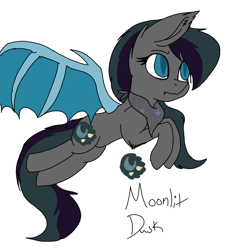 Size: 2000x2000 | Tagged: safe, artist:brokensilence, imported from derpibooru, oc, oc only, oc:moonlitti dusk, bat pony, pony, blue eyes, blue wings, clothes, collar, female, old art, reference sheet, scarf, solo