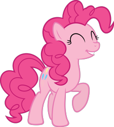 Size: 5406x6000 | Tagged: safe, artist:slb94, imported from derpibooru, pinkie pie, earth pony, pony, 28 pranks later, absurd resolution, excited, eyes closed, female, mare, raised hoof, simple background, solo, transparent background, vector