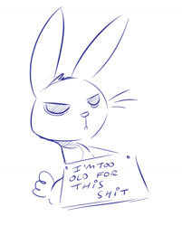 Size: 1280x1595 | Tagged: safe, artist:dilarus, deleted from derpibooru, imported from derpibooru, angel bunny, monochrome, shaming, sign, simple background, sketch, solo, vulgar, white background