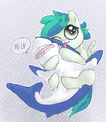 Size: 900x1035 | Tagged: safe, artist:yargoelster, imported from derpibooru, oc, oc only, pegasus, pony, shark, hug, licking, tongue out