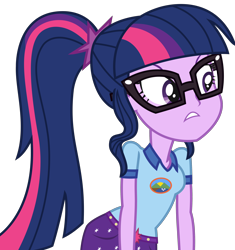 Size: 2700x2878 | Tagged: safe, artist:sketchmcreations, imported from derpibooru, sci-twi, twilight sparkle, equestria girls, legend of everfree, annoyed, female, frown, simple background, solo, transparent background, vector