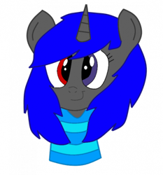 Size: 466x500 | Tagged: artist needed, safe, imported from derpibooru, oc, oc only, oc:dream vezpyre, oc:dream², pony, unicorn, clothes, heterochromia, solo