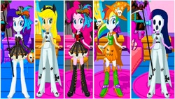 Size: 1280x720 | Tagged: safe, imported from derpibooru, applejack, fluttershy, pinkie pie, rainbow dash, rarity, twilight sparkle, equestria girls, clothes, costume, flash game, halloween, halloween costume, mane six