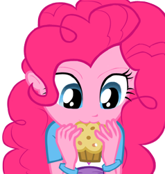 Size: 407x427 | Tagged: safe, artist:wcctnoam, edit, imported from derpibooru, pinkie pie, equestria girls, food, muffin, redraw, solo