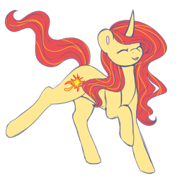 Size: 1000x1000 | Tagged: safe, artist:cinnamonsparx, imported from derpibooru, oc, oc only, oc:leaf spark, pony, unicorn, curved horn, eyes closed, female, mare, solo